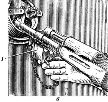 Рис. 89. Установка автомата в бойницу:
