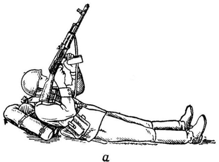 Рис. 92. Положение при стрельбе по воздушным целям: