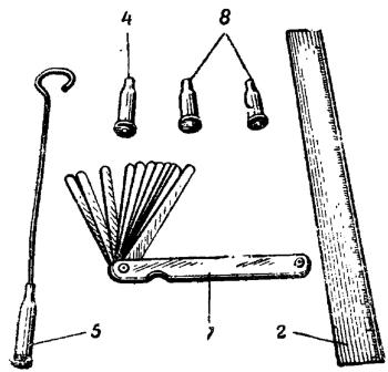 Рис. 113. Инструмент и приборы, применяемые при осмотре: