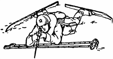 Рис. 76. Прикладка для стрельбы с лыж в положении лёжа
